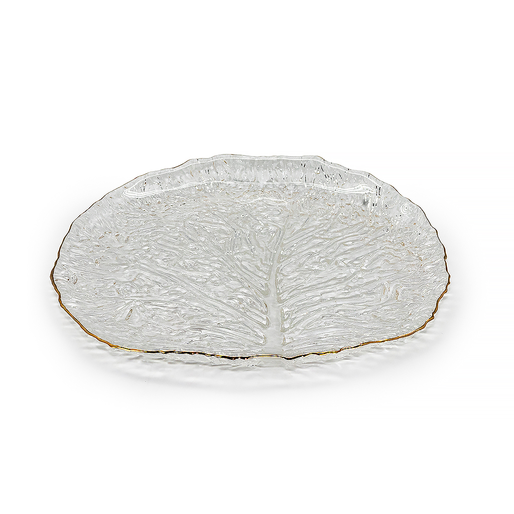 Блюдо стеклянное Лист золото 23,5см | Интернет-магазин Кактус