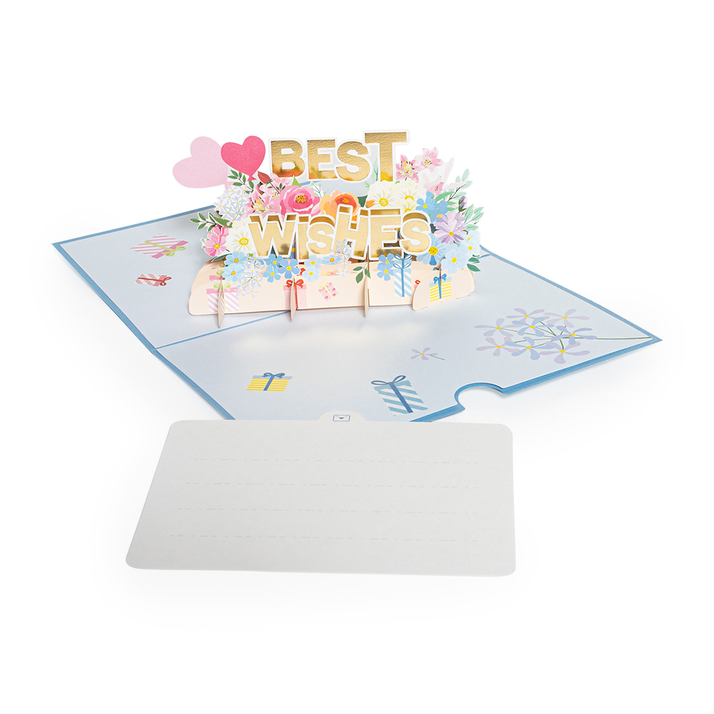 Открытка 3D Best Wishes 19,5х13,5см | Интернет-магазин Кактус