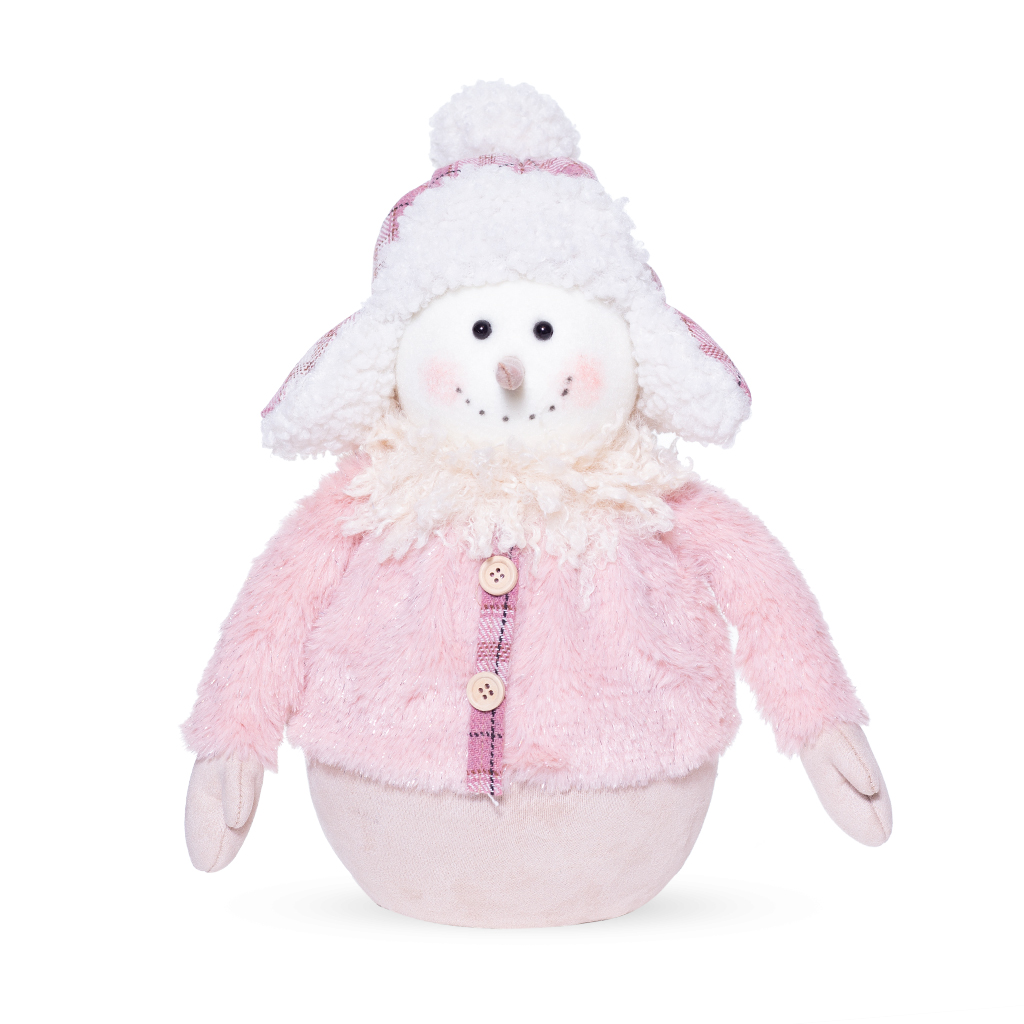Фигурка Снеговик в розовой шубке 35 х 19 см | Интернет-магазин Кактус