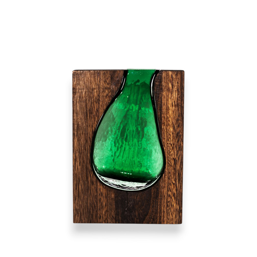 Ваза стеклянная в деревянной раме River Wood 24см | Интернет-магазин Кактус