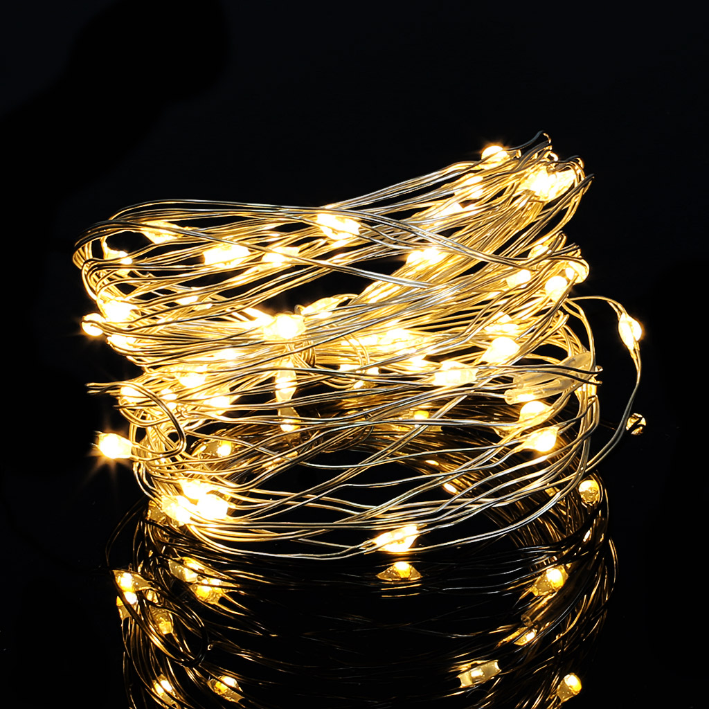 Гірлянда на батарейках з таймером 50Led 5m теплий білий