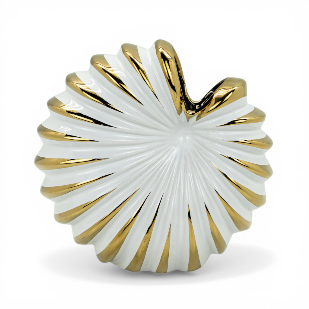 Ваза керамическая Наутилус белая с золотом 19см | Интернет-магазин Кактус