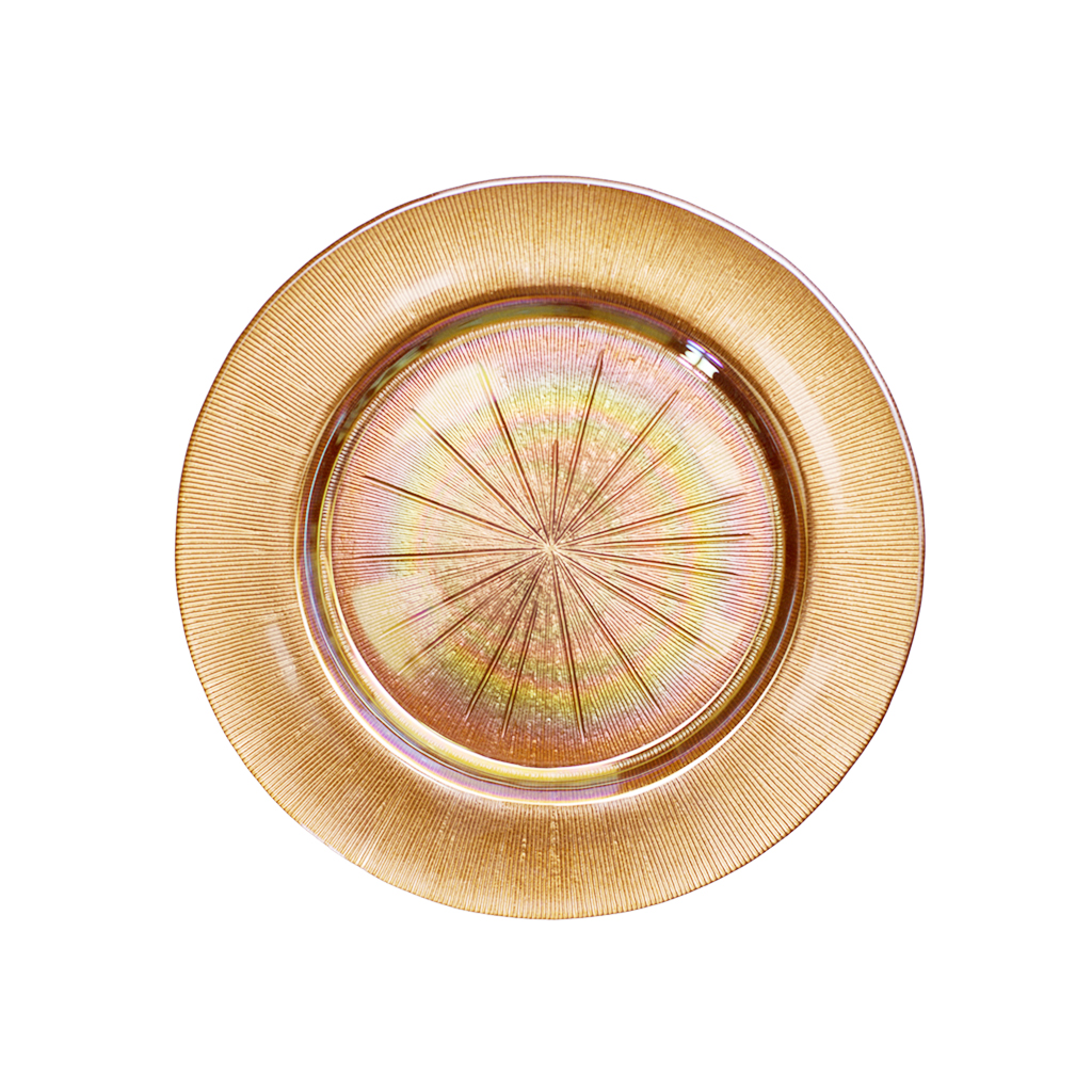 Тарелка стекло Радуга золото 27см | Интернет-магазин Кактус