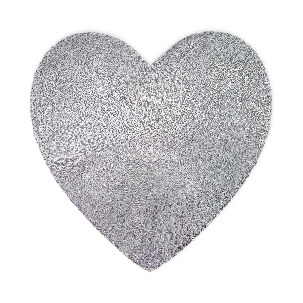 Салфетка под тарелку ПВХ Сердце серебро 38 см | Интернет-магазин Кактус