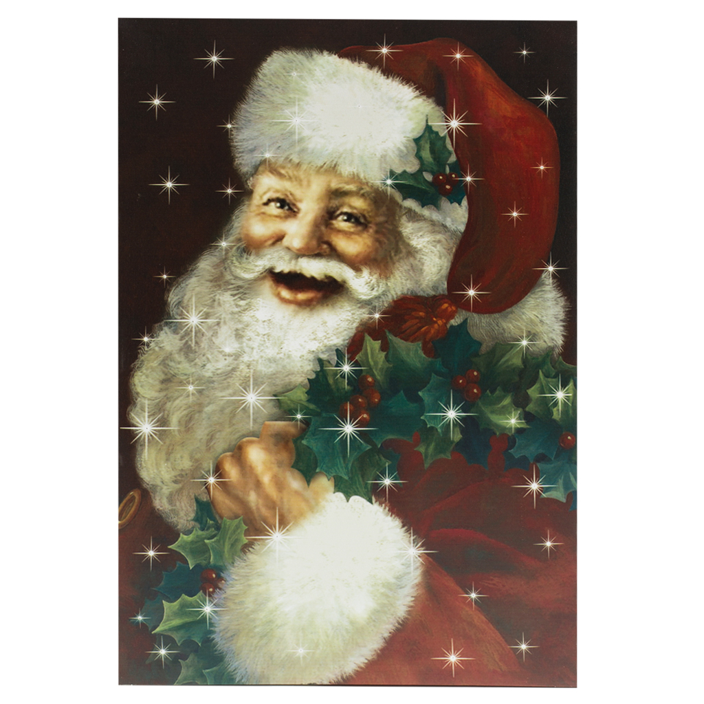 Картина Санта 3 Led + 50 звезд 40 х 60см | Интернет-магазин Кактус