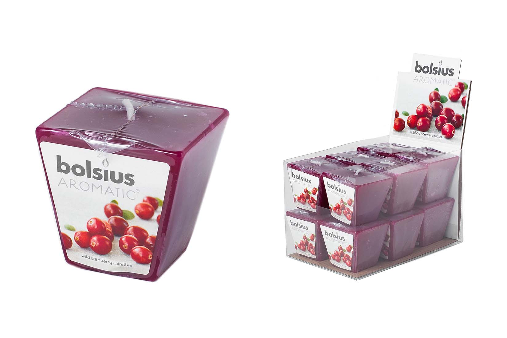 Свеча квадрат с ароматом клюквы 4.7 см | Интернет-магазин Кактус