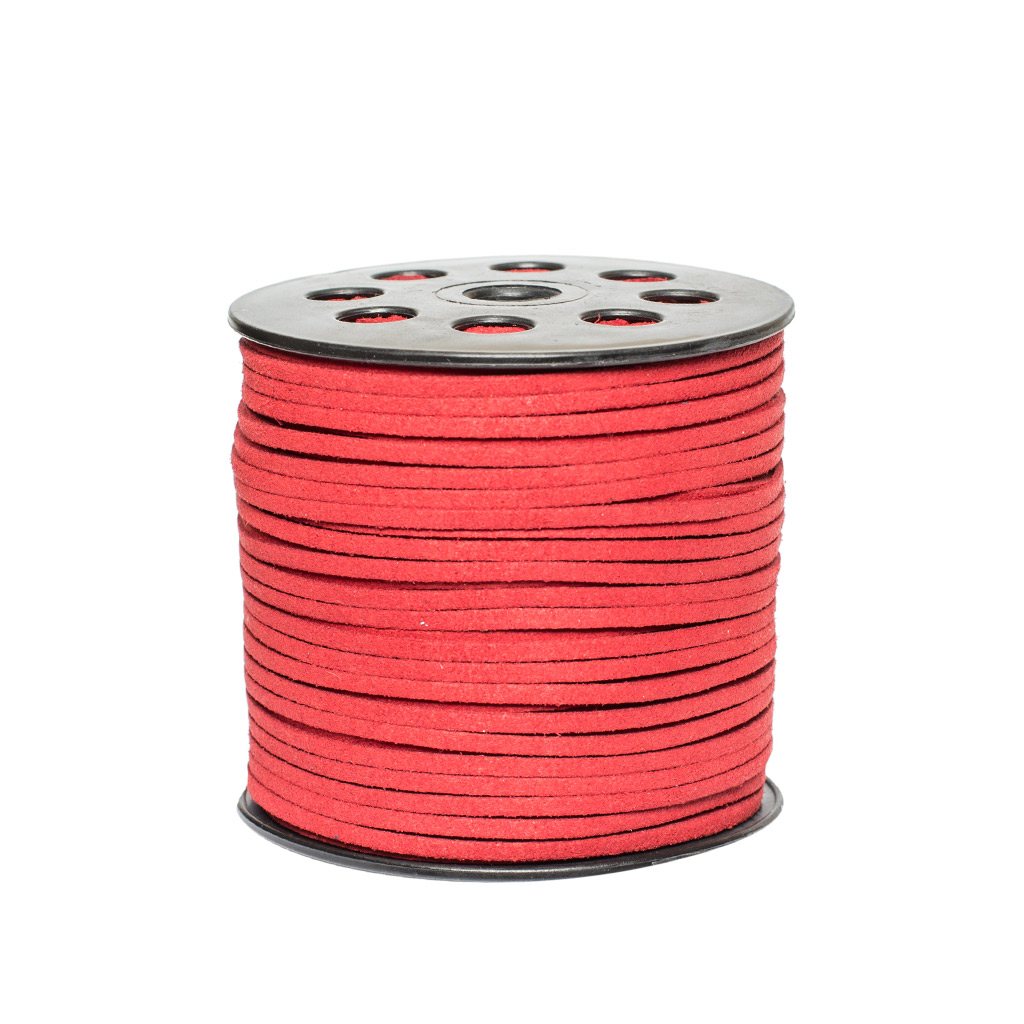 Бечевка замшевая красная 1м (рулон 90м) | Интернет-магазин Кактус