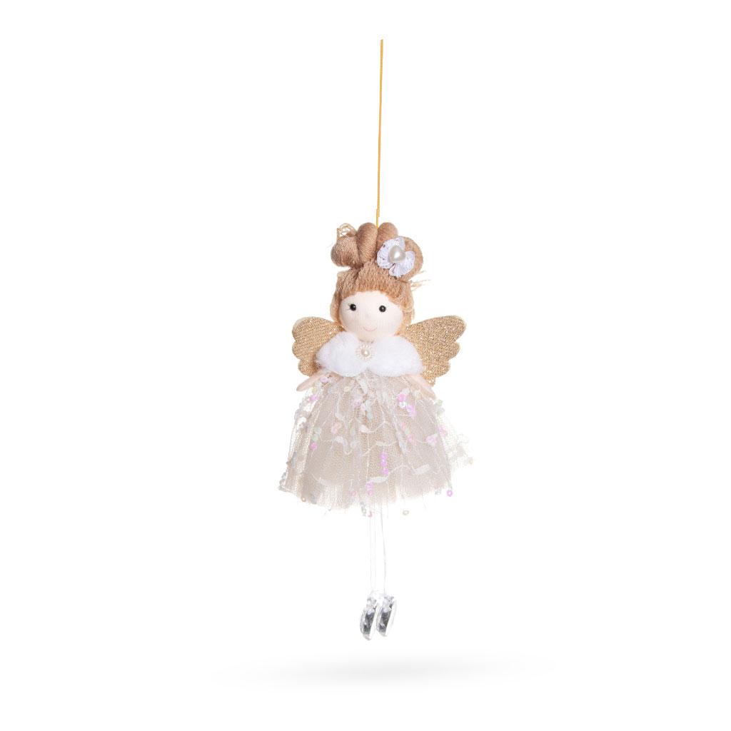 Подвеска Ангелочек с сердцем бежевый 18,3 см | Интернет-магазин Кактус