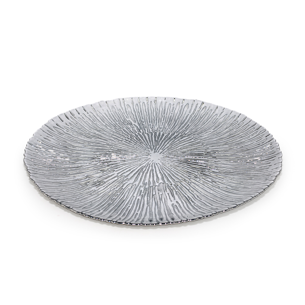 Блюдо стеклянное Антик серебро 32см | Интернет-магазин Кактус