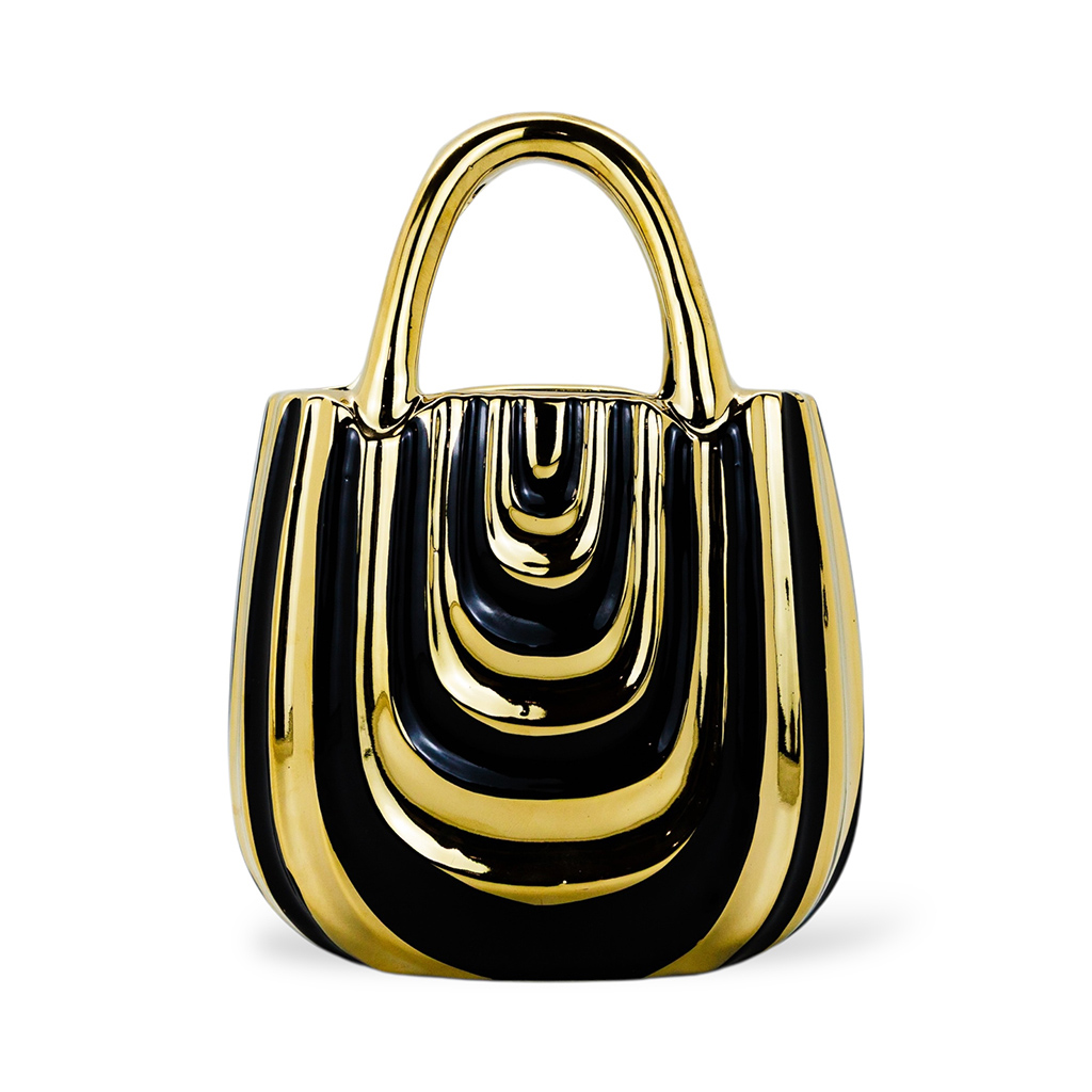 Ваза керамическая Сумка Black & Gold 21 см | Интернет-магазин Кактус