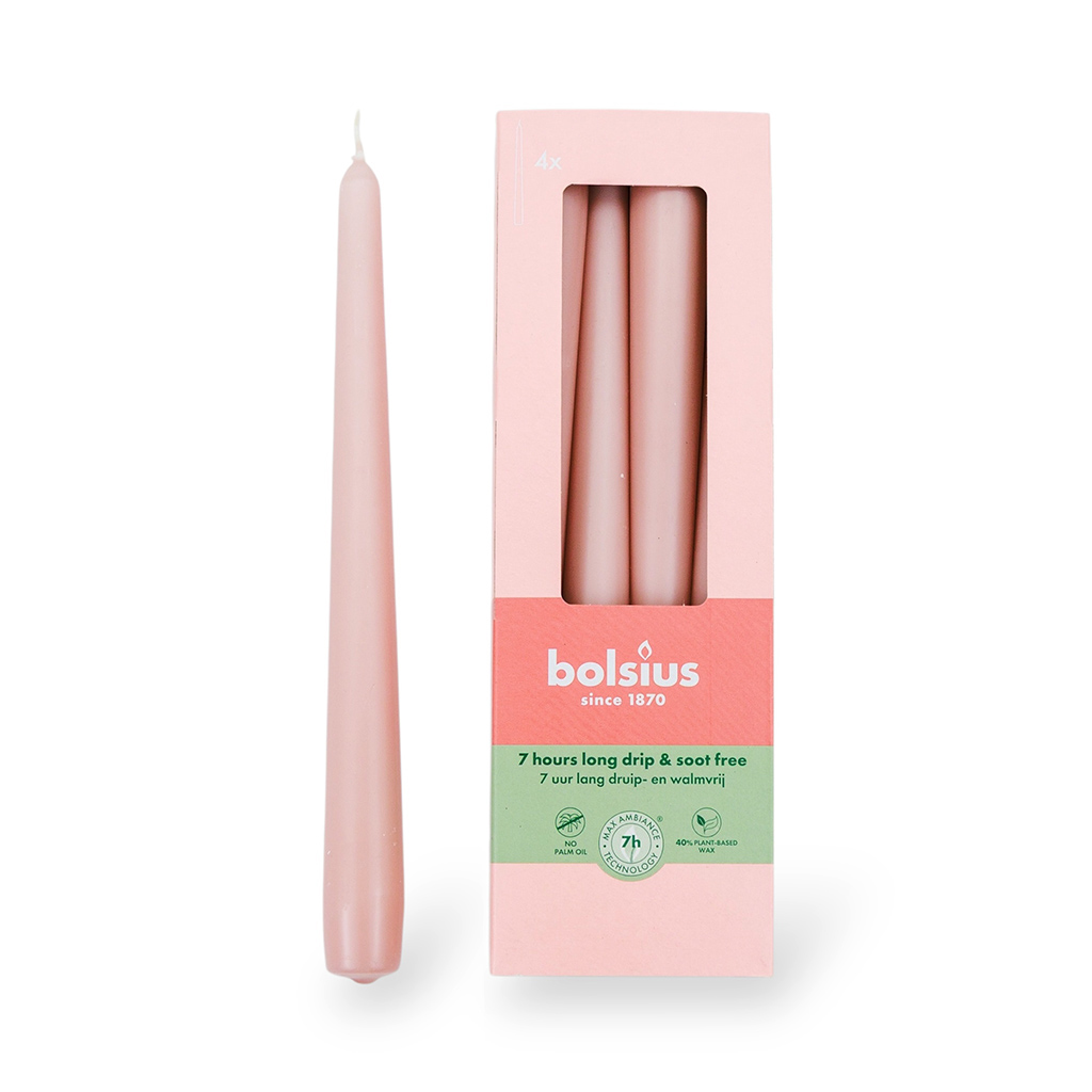 Набор свечей столовых 4 шт розовые | Интернет-магазин Кактус