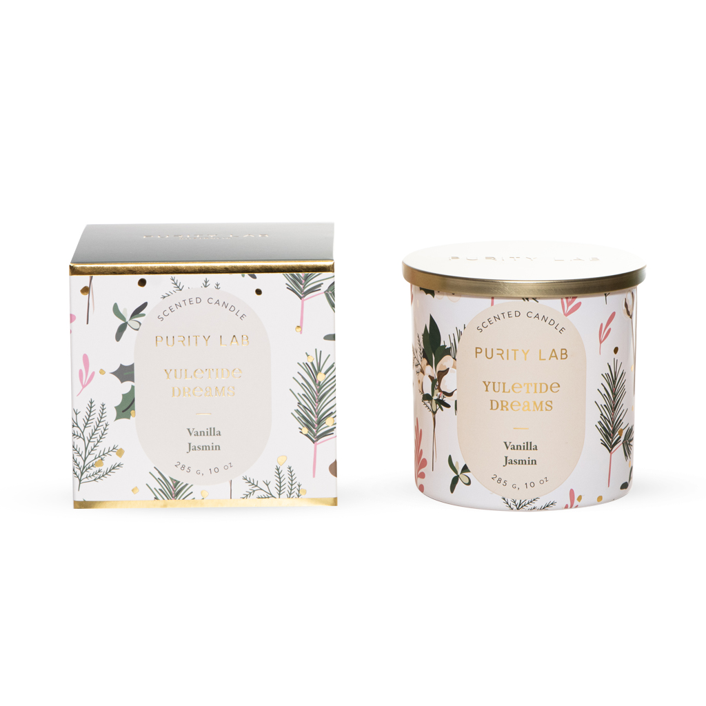 Свеча в стеклянном подсвечнике Yuletide Dreams Vanilla Jasmine 285 гр | Интернет-магазин Кактус
