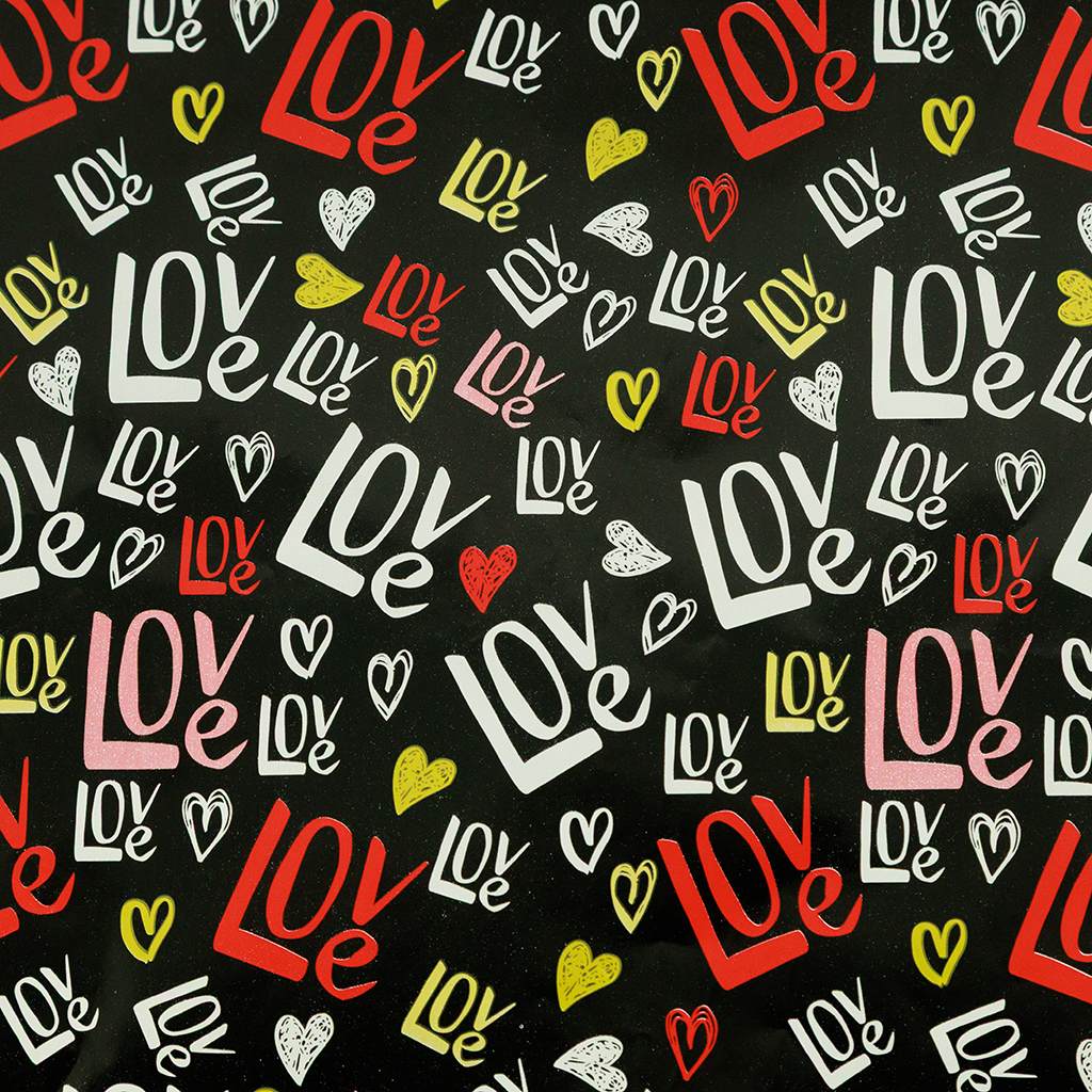 Бумага упаковочная Love черная 70х100 см | Интернет-магазин Кактус