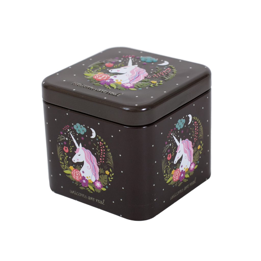 Коробочка метал Єдиноріг квадратна | Интернет-магазин Кактус