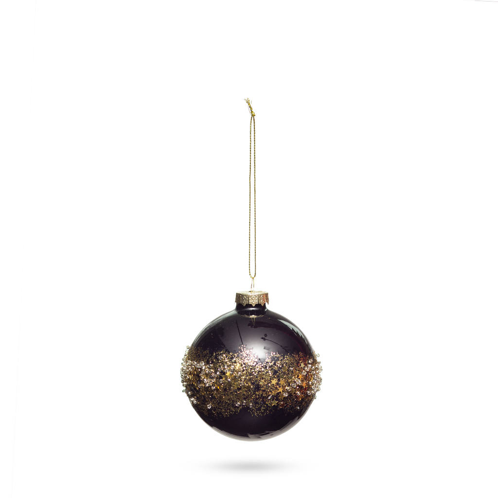 Шар Лунная дорожка черный стекло 8 см | Интернет-магазин Кактус