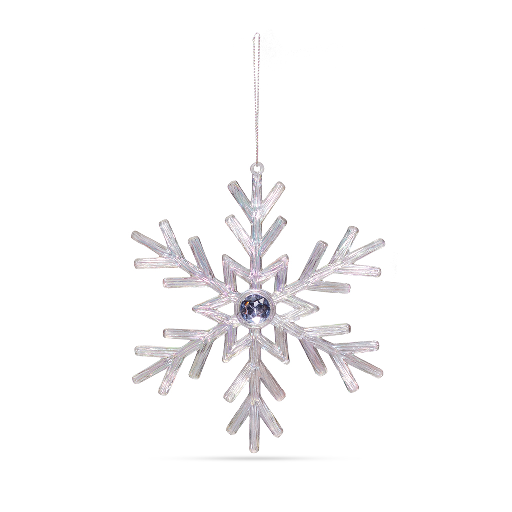 Подвеска снежинка с кристалом глитер 15см | Интернет-магазин Кактус