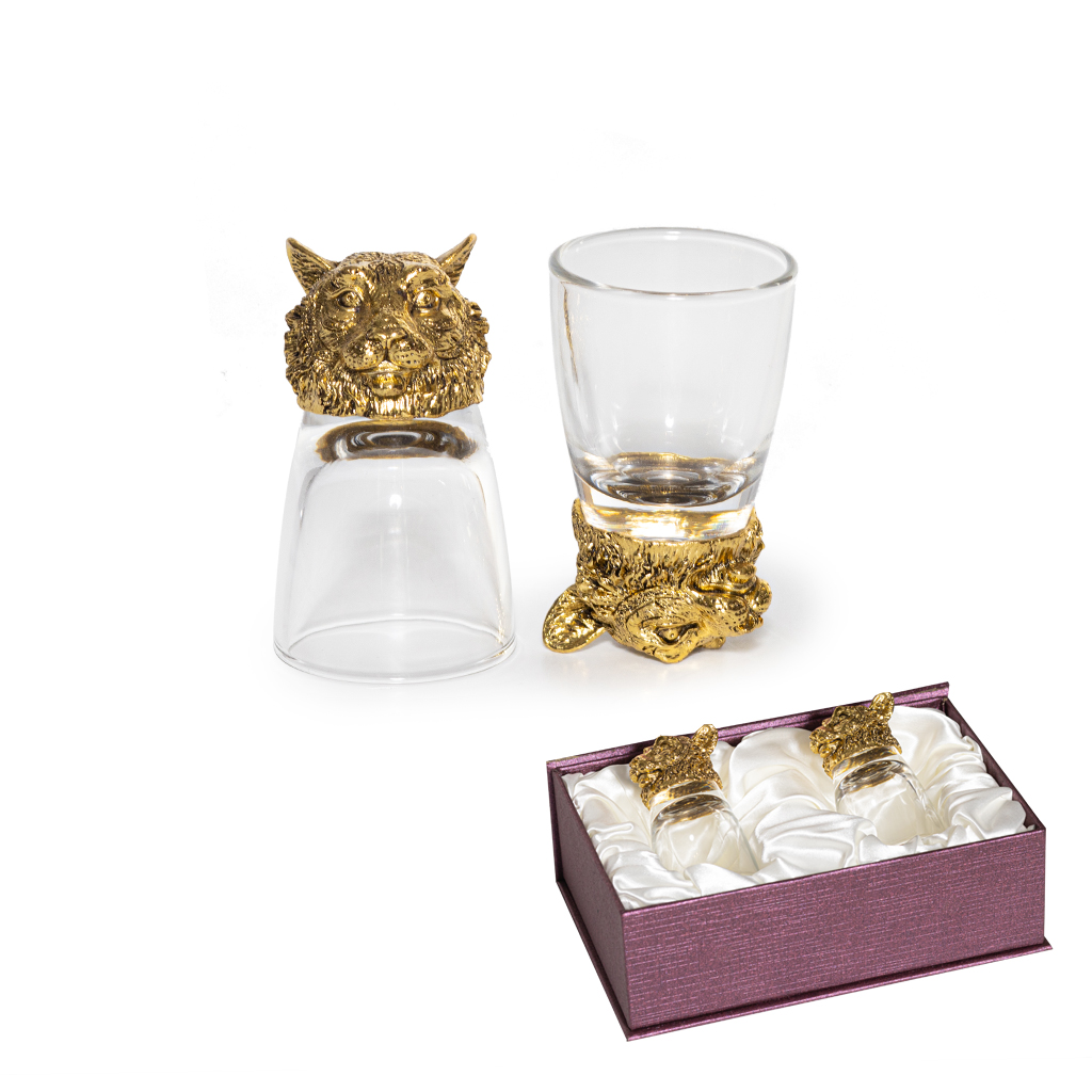 Рюмки Тигр золото 2шт 30мл | Интернет-магазин Кактус