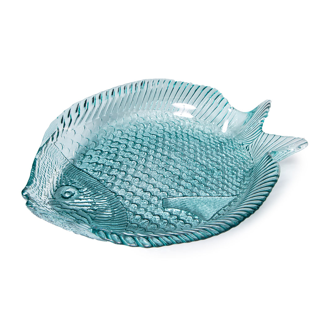 Блюдо стеклянное Рыба голубая 26см | Интернет-магазин Кактус
