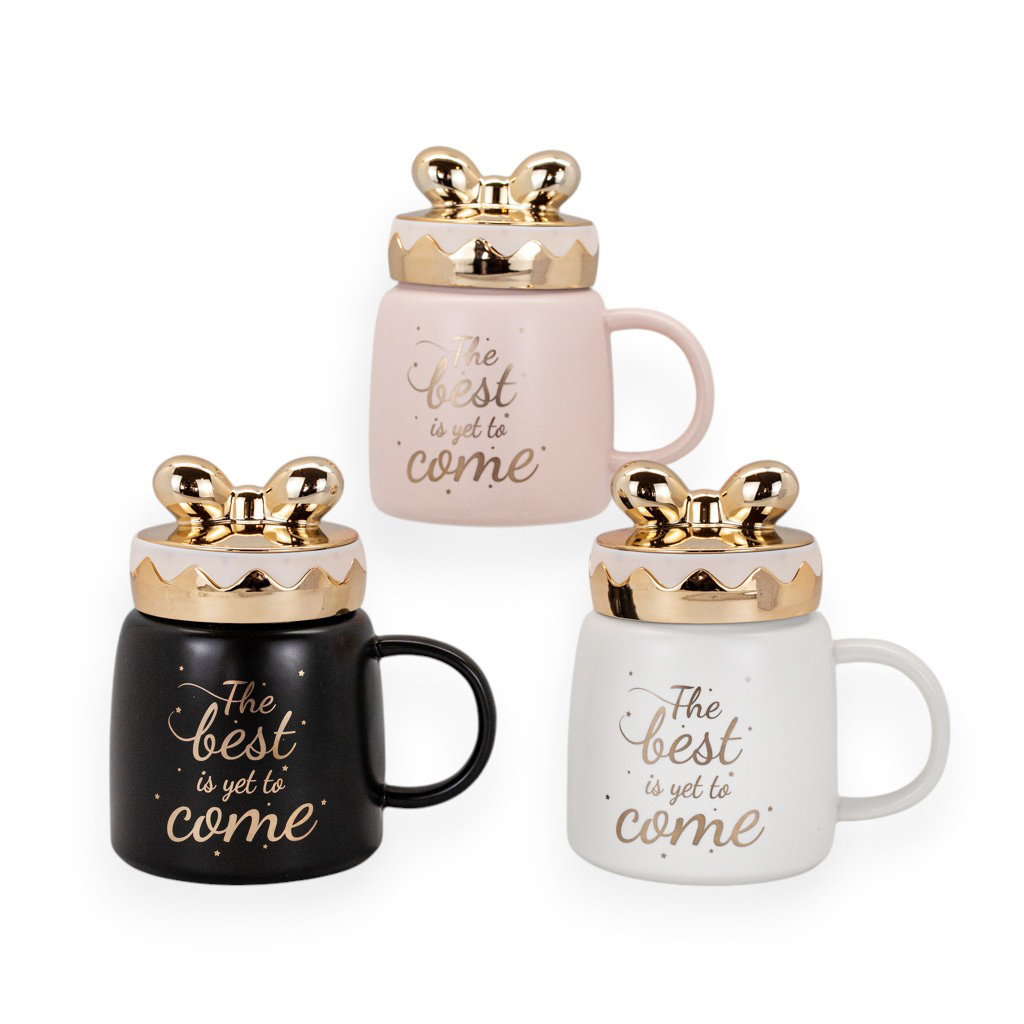 Чашка керамика с крышкой Бантик 3 вида 400мл | Интернет-магазин Кактус