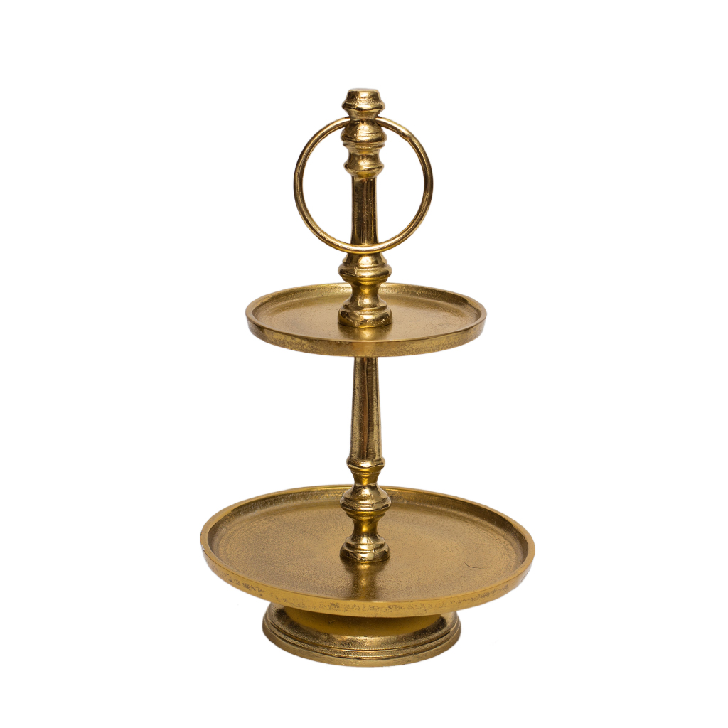 Тортовница латунь Antique Gold 2 яруса 32см | Интернет-магазин Кактус