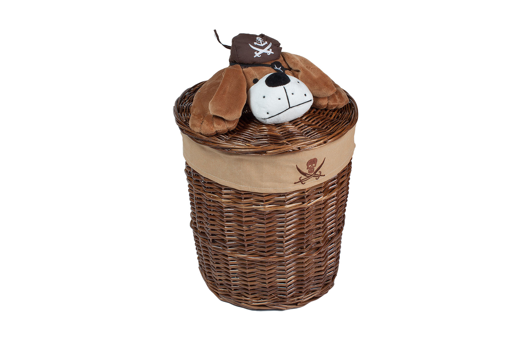 Корзина с крышкой (пес пират) M 37*h45cm | Интернет-магазин Кактус