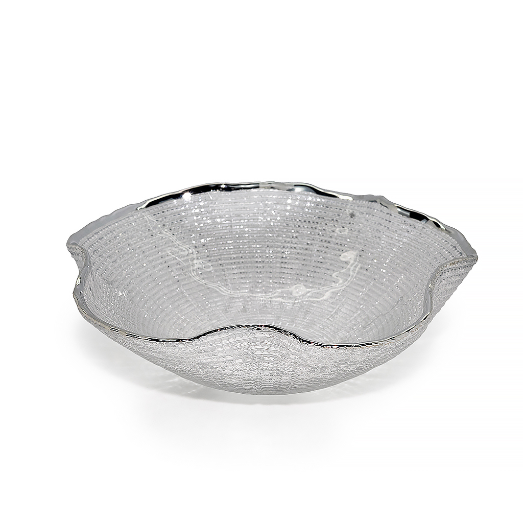 Блюдо глубокое стеклянное Волна серебро 28см | Интернет-магазин Кактус