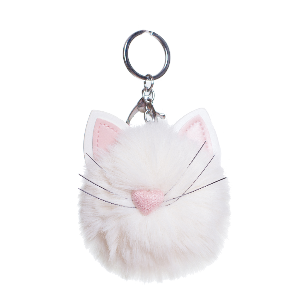 Брелок для ключей Cat белый мех, 1/4, 12см | Интернет-магазин Кактус