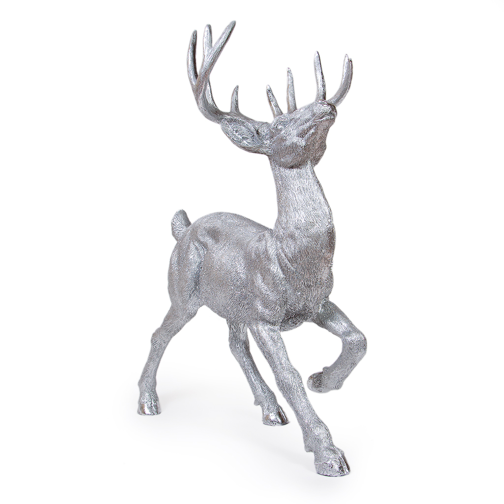 Олень бежит серебро 66 х 28 х 59см | Интернет-магазин Кактус