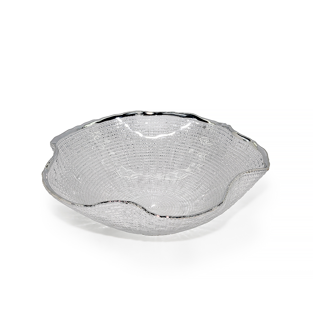 Блюдо глубокое стеклянное Волна серебро 24,5см | Интернет-магазин Кактус