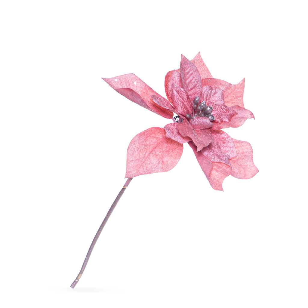 Пуансетия бархат розовый 32 см | Интернет-магазин Кактус