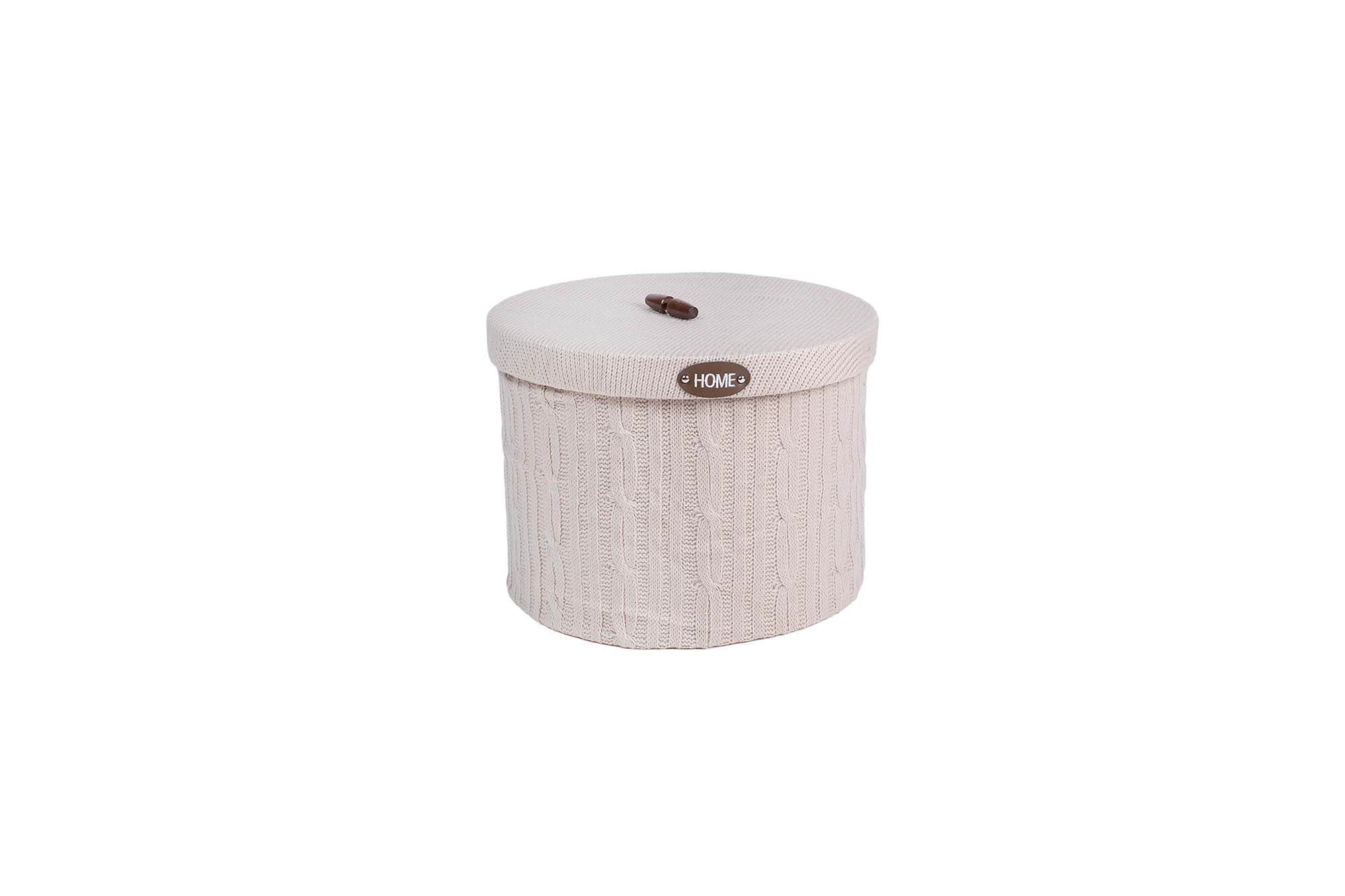 Коробка  'Вязка' круг (беж) S 20*16см | Интернет-магазин Кактус