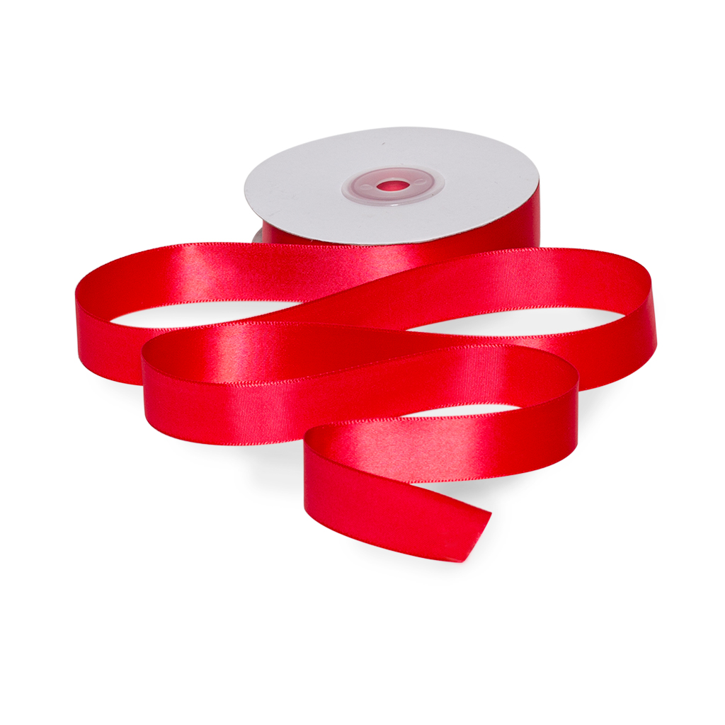 Лента атласная красный 2см - 1м (рулон 25m) | Интернет-магазин Кактус