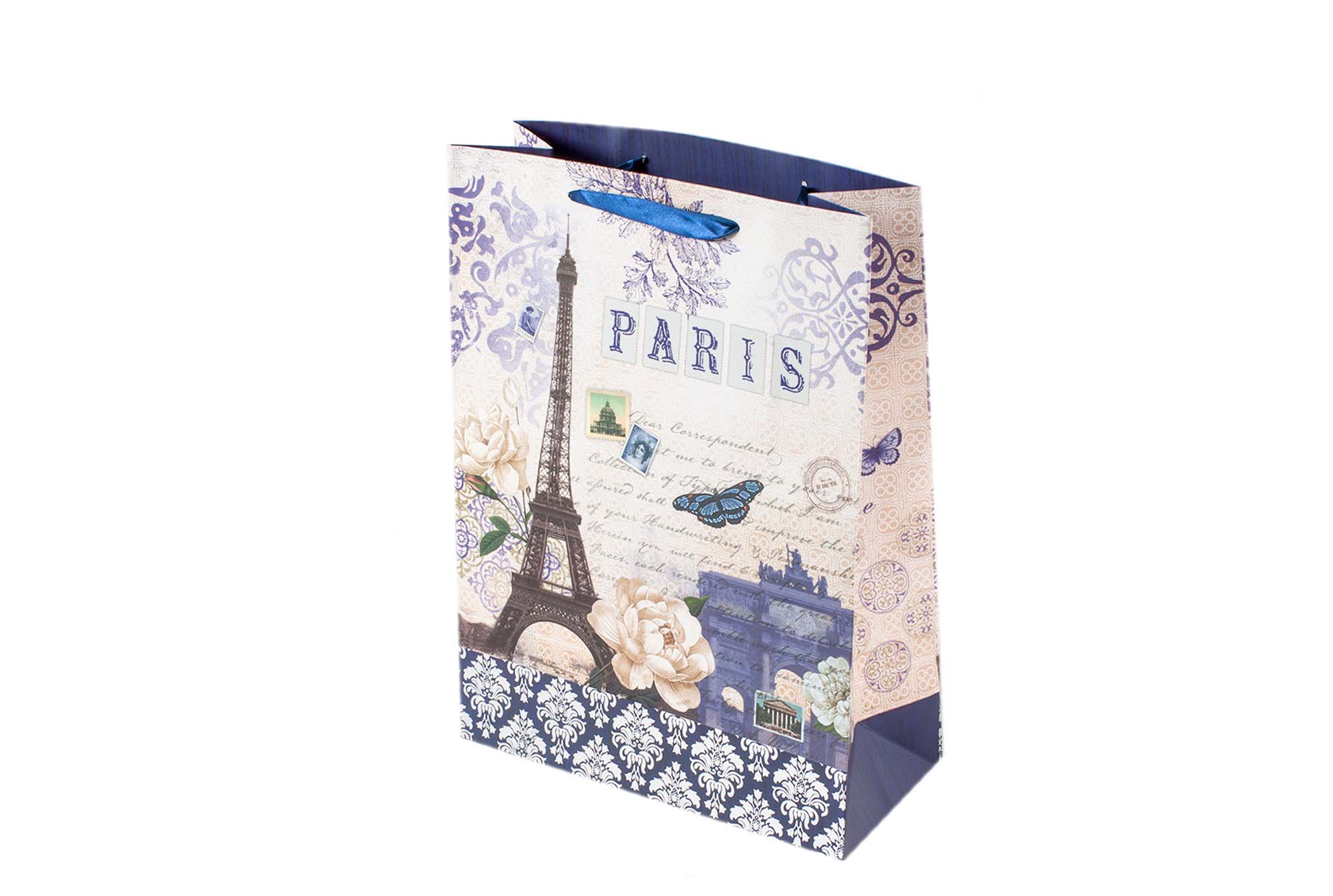 Пакет подарунковий L Paris фіол. 266 * 350 * 114мм | Интернет-магазин Кактус