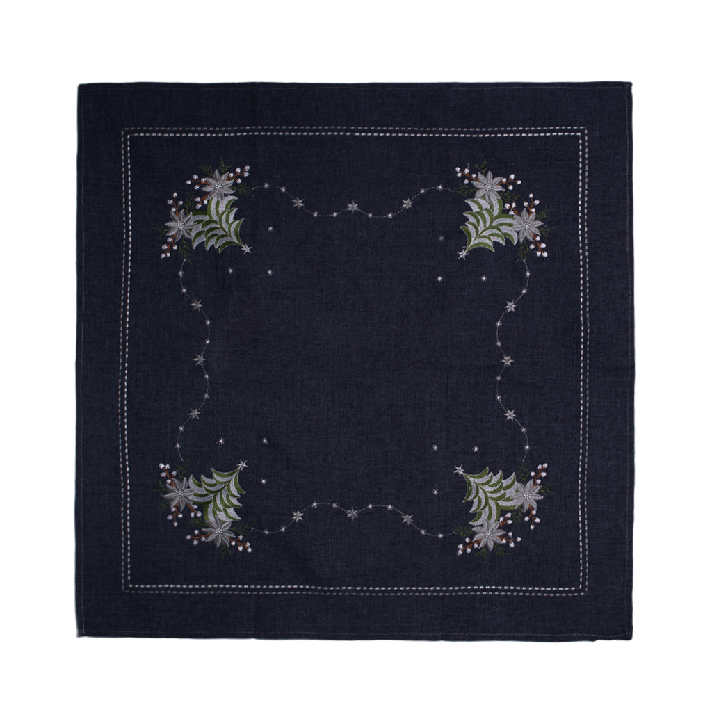 Скатерть Серая Елочка с цветами 85 * 85 см | Интернет-магазин Кактус