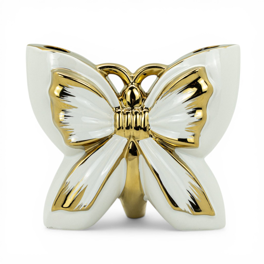 Ваза керамическая Бабочка белая с золотом 17см | Интернет-магазин Кактус