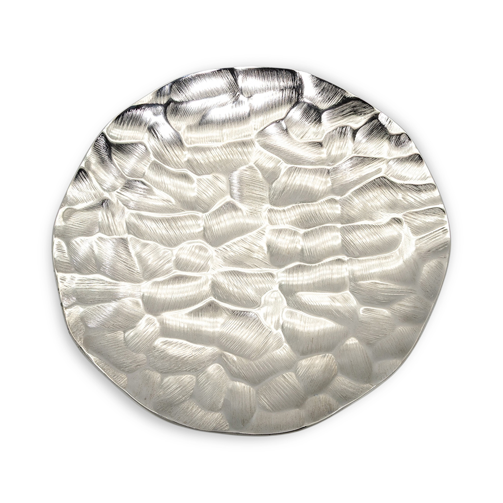 Блюдо алюминиевое Чеканка серебро 36 см | Интернет-магазин Кактус