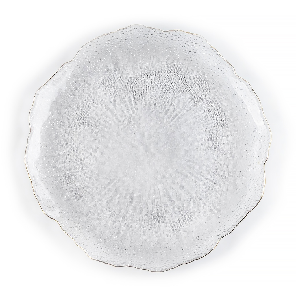 Блюдо стеклянное Flower прозрачное 33 см | Интернет-магазин Кактус