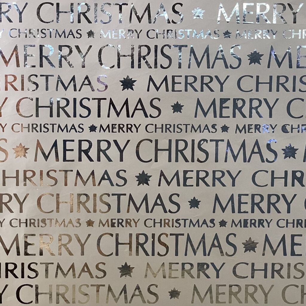 Бумага упаковочная фольгированная серебро Merry Christmas 60г 70х100см  | Интернет-магазин Кактус