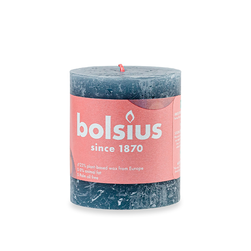 Свеча цилиндр голубая, 8х6,8см | Интернет-магазин Кактус