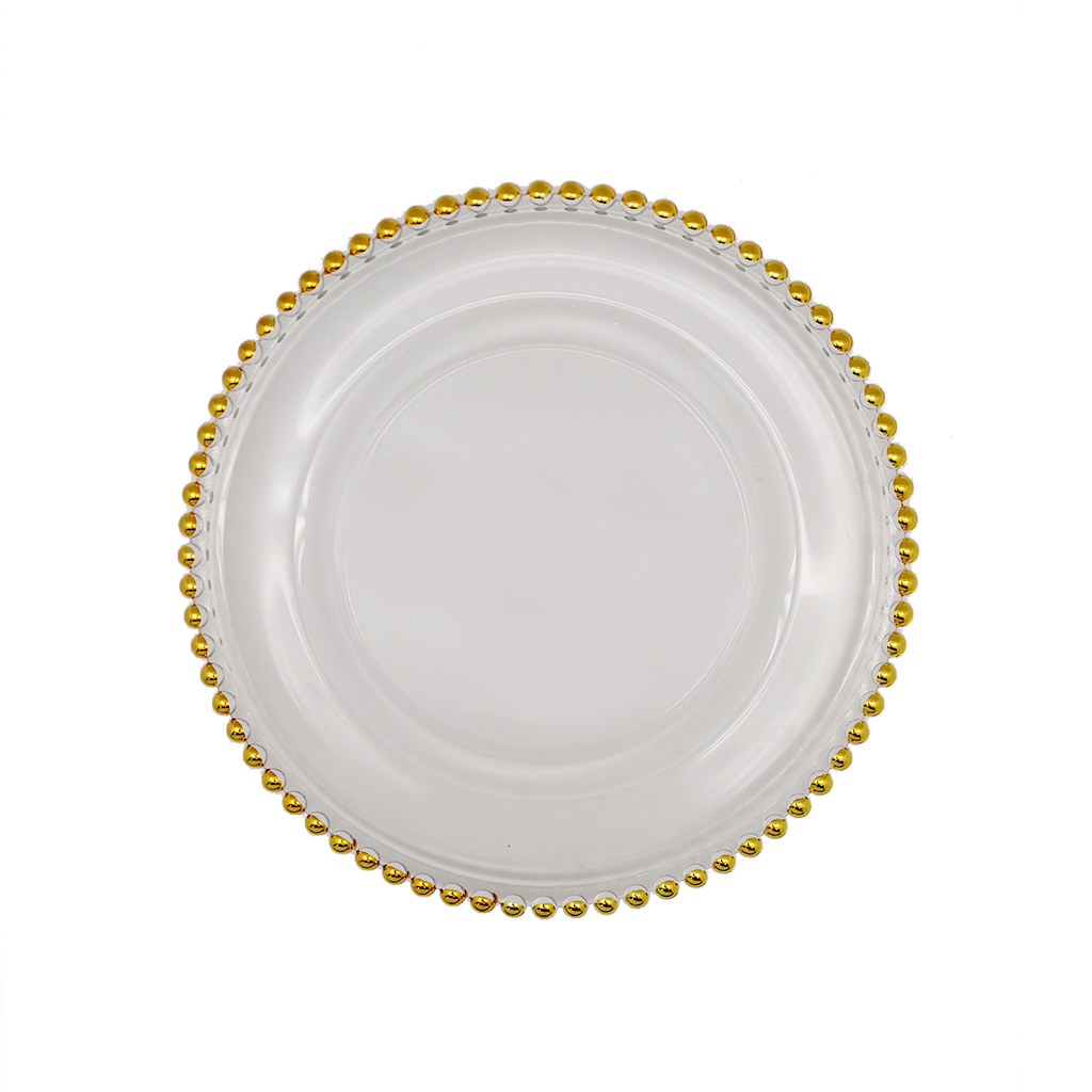 Тарілка скло намистина золото 27 см | Интернет-магазин Кактус