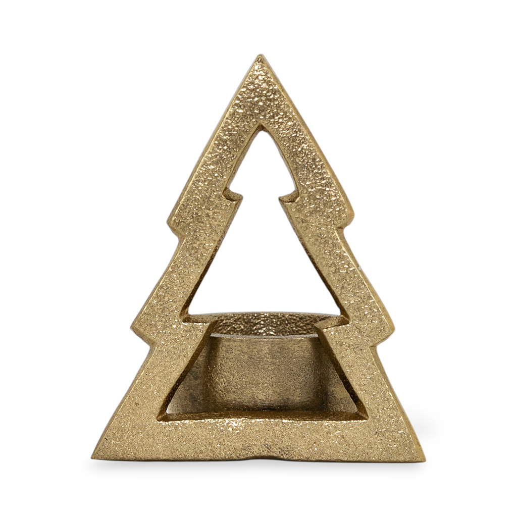 Подсвечник алюминиевый Елка золото 9 см | Интернет-магазин Кактус