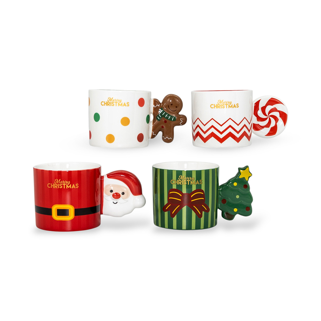 Чашка Новогодний микс с декоративной ручкой 350 мл 4 вида | Интернет-магазин Кактус