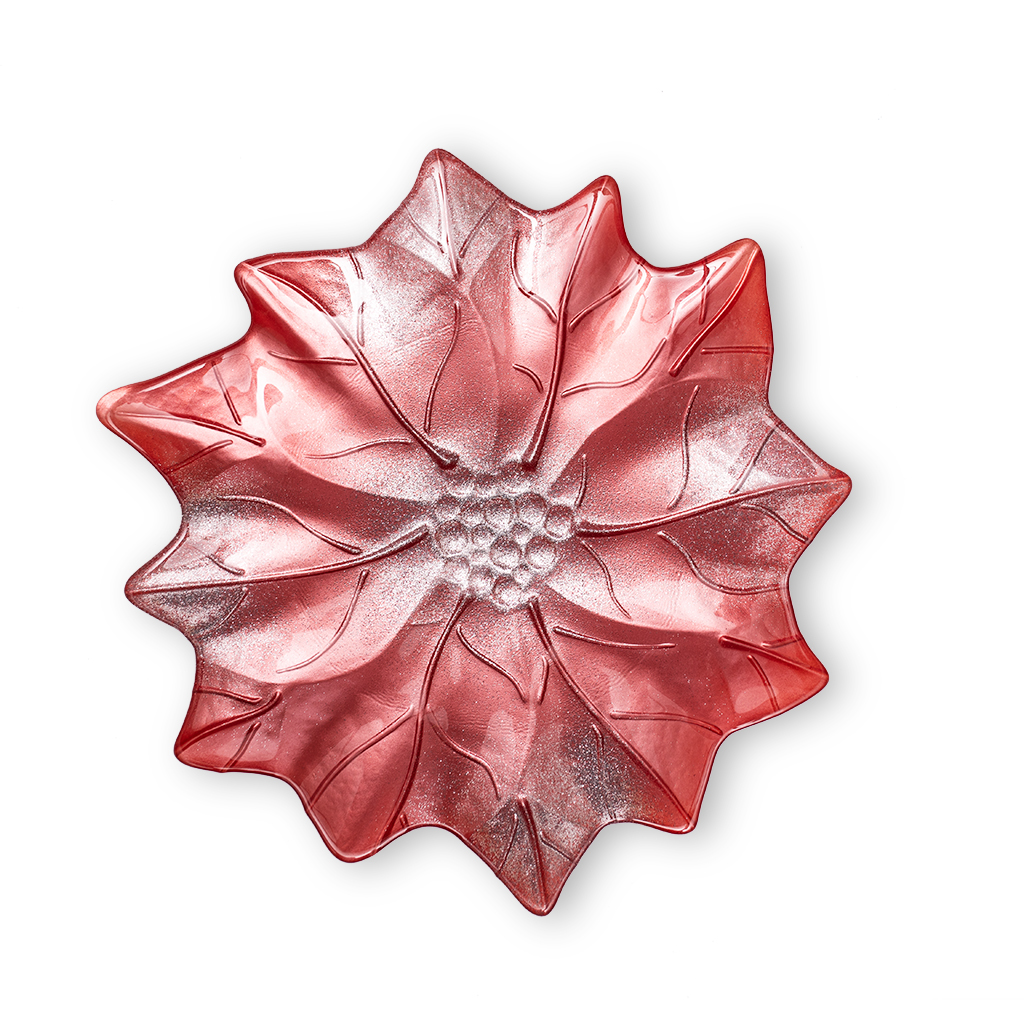 Блюдо стекло Пуансетия розовый 28см | Интернет-магазин Кактус