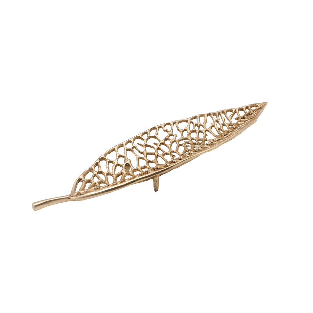 Блюдо латунь Лист, 47.5*13.5*4см | Интернет-магазин Кактус