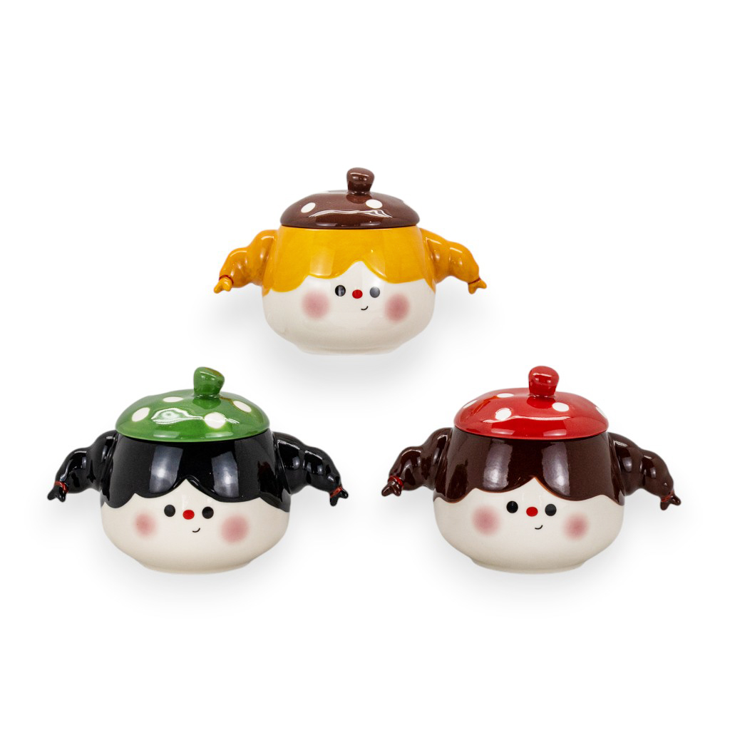 Чашка керамическая с крышкой Девочка с косичками 3 вида 350мл | Интернет-магазин Кактус