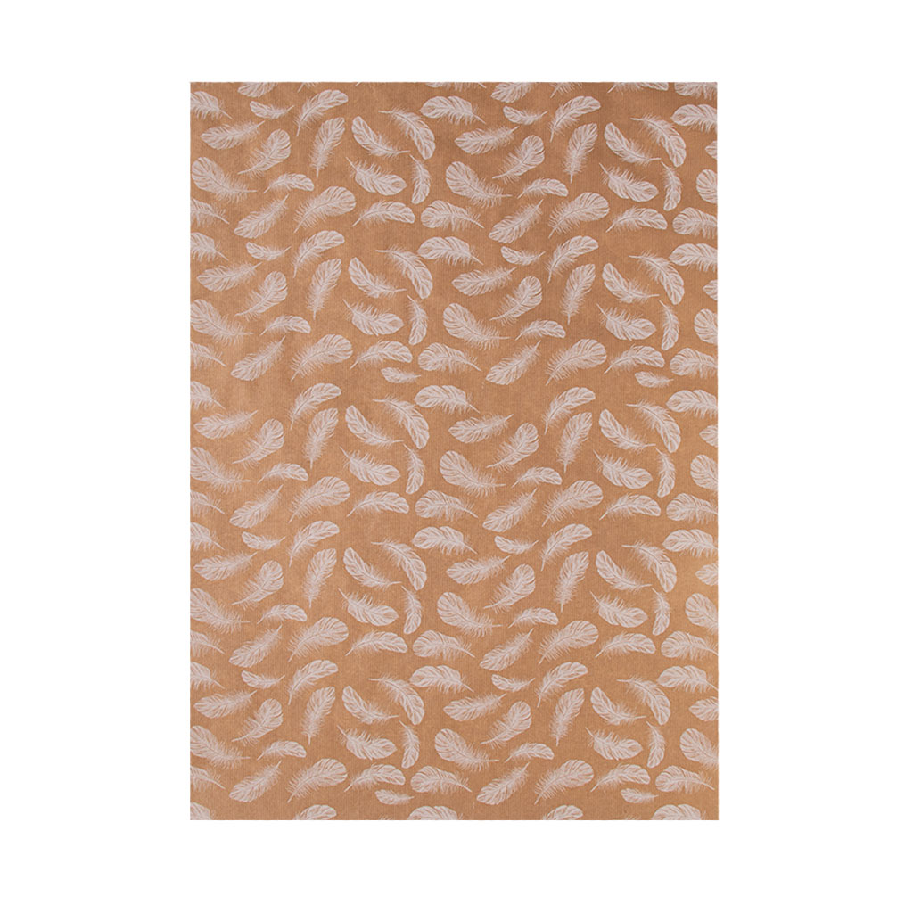 Бумага упаковочная крафт в рулонах 70х1м Перья белые | Интернет-магазин Кактус