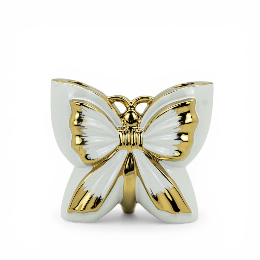 Ваза керамическая Бабочка белая с золотом 13,5см | Интернет-магазин Кактус