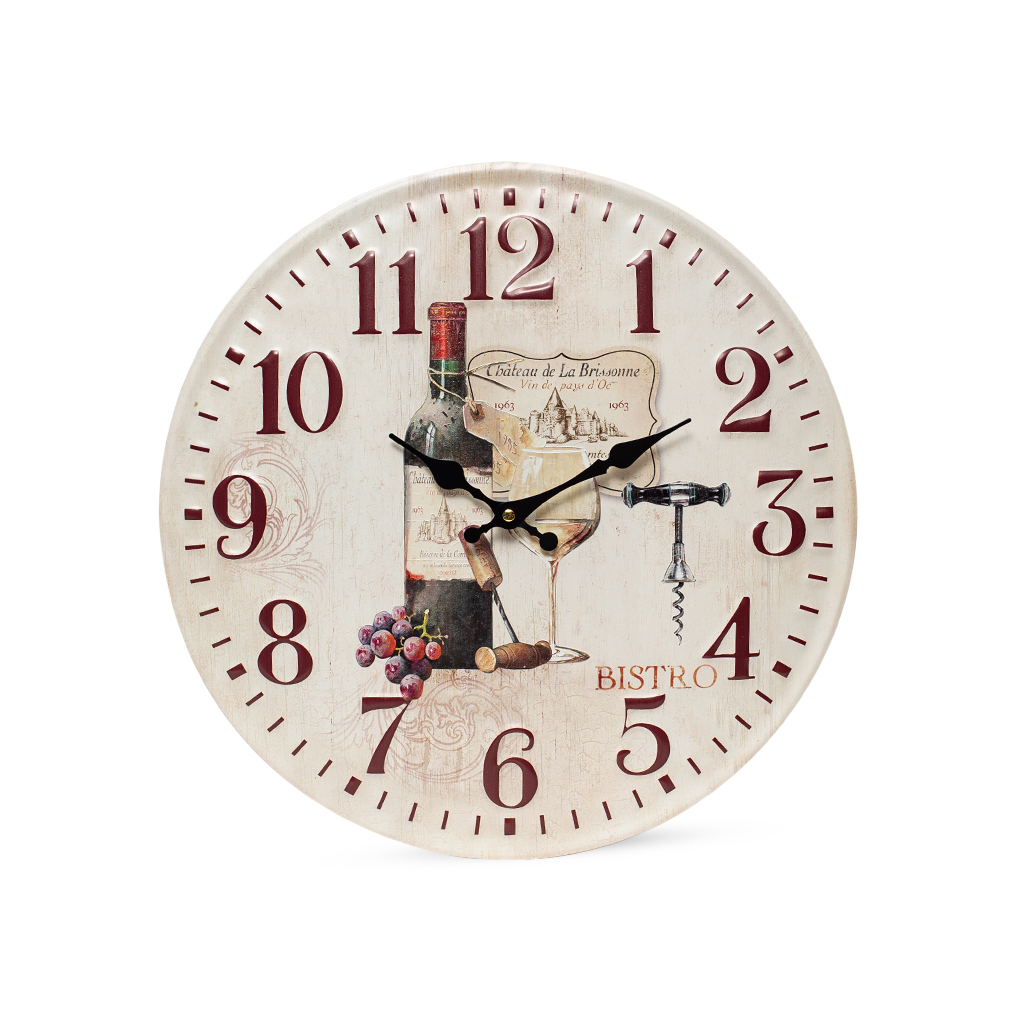 Часы металлические Вино 40 см | Интернет-магазин Кактус