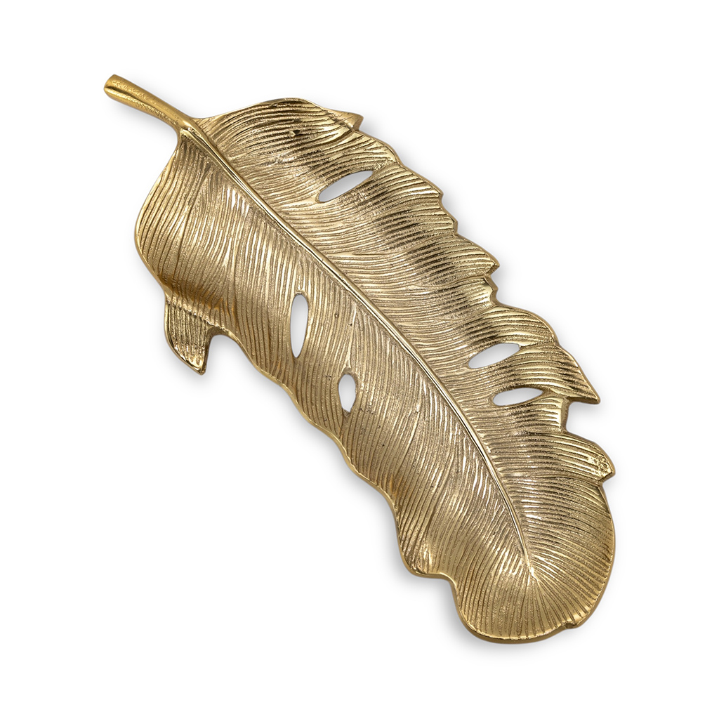 Блюдо алюминиевое Перо золото 43,5 см | Интернет-магазин Кактус