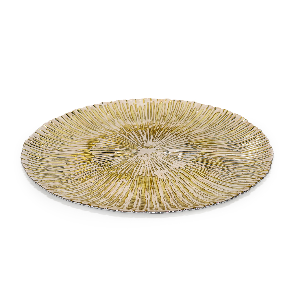 Блюдо стеклянное Антик золото 32см | Интернет-магазин Кактус